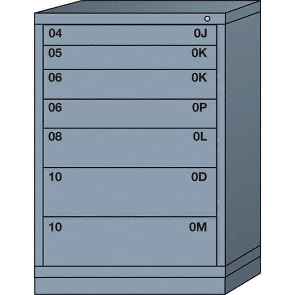 Lyon - 7 Drawer, Standard Counter - Multiple Drawer Access Cabinet - Steel, 30" Wide x 28-1/4" Deep x 44-1/4" High, Dove Gray - Eagle Tool & Supply