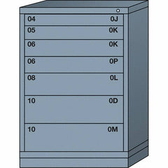 Lyon - 7 Drawer, Standard Counter - Single Drawer Access Cabinet - Steel, 30" Wide x 28-1/4" Deep x 44-1/4" High, Dove Gray - Eagle Tool & Supply