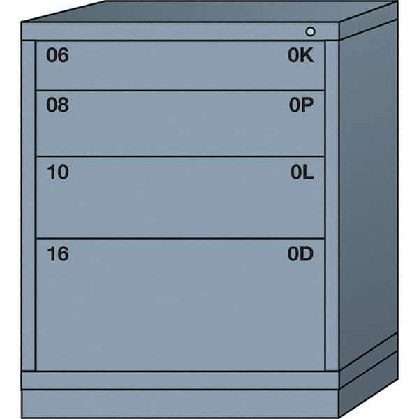 Lyon - 4 Drawer, Standard Mid-Range - Single Drawer Access Cabinet - Steel, 30" Wide x 28-1/4" Deep x 37-15/79" High, Dove Gray - Eagle Tool & Supply