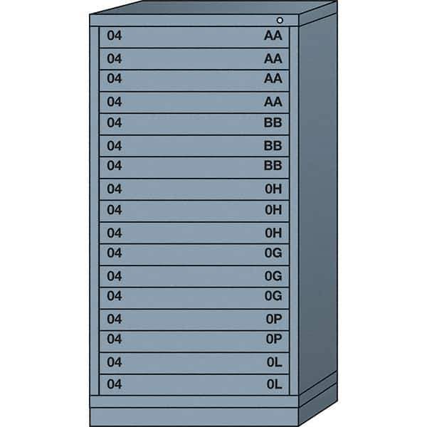 Lyon - 17 Drawer, Standard Eye-Level - Single Drawer Access Cabinet - Steel, 30" Wide x 28-1/4" Deep x 59-1/4" High, Dove Gray - Eagle Tool & Supply