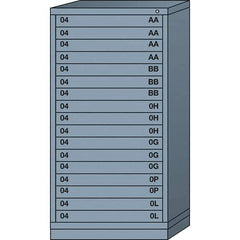 Lyon - 17 Drawer, Standard Eye-Level - Single Drawer Access Cabinet - Steel, 30" Wide x 28-1/4" Deep x 59-1/4" High, Dove Gray - Eagle Tool & Supply