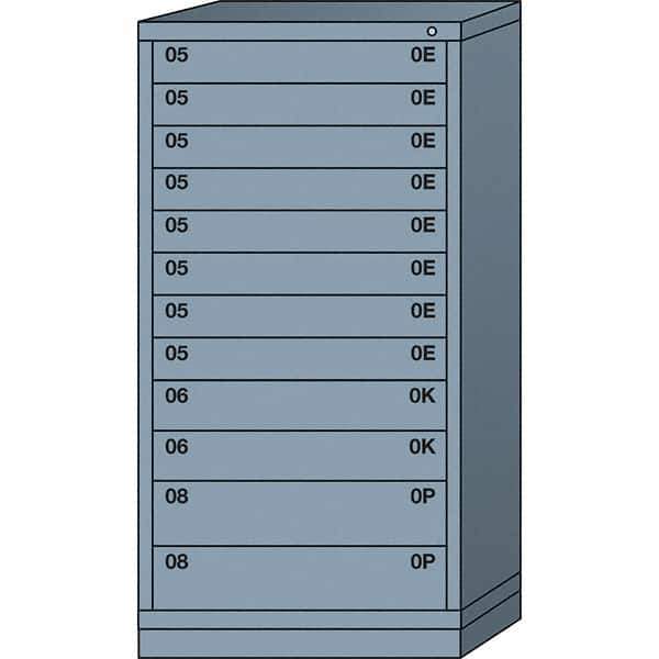 Lyon - 12 Drawer, Standard Eye-Level - Single Drawer Access Cabinet - Steel, 30" Wide x 28-1/4" Deep x 59-1/4" High, Dove Gray - Eagle Tool & Supply
