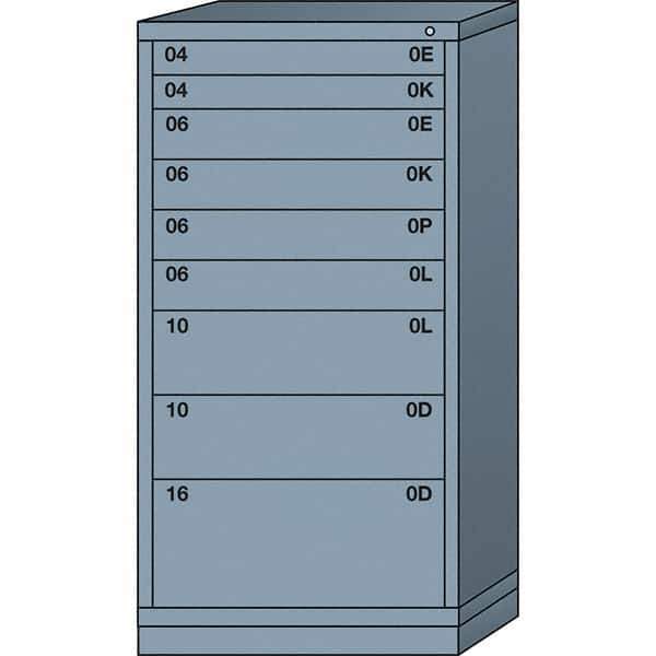 Lyon - 9 Drawer, Standard Eye-Level - Single Drawer Access Cabinet - Steel, 30" Wide x 28-1/4" Deep x 59-1/4" High, Dove Gray - Eagle Tool & Supply