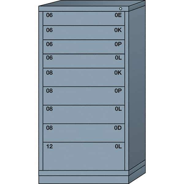 Lyon - 9 Drawer, Standard Eye-Level - Multiple Drawer Access Cabinet - Steel, 30" Wide x 28-1/4" Deep x 59-1/4" High, Dove Gray - Eagle Tool & Supply
