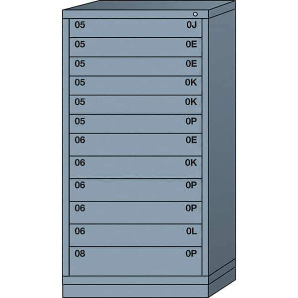 Lyon - 12 Drawer, Standard Eye-Level - Single Drawer Access Cabinet - Steel, 30" Wide x 28-1/4" Deep x 59-1/4" High, Dove Gray - Eagle Tool & Supply