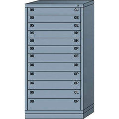 Lyon - 12 Drawer, Standard Eye-Level - Single Drawer Access Cabinet - Steel, 30" Wide x 28-1/4" Deep x 59-1/4" High, Dove Gray - Eagle Tool & Supply