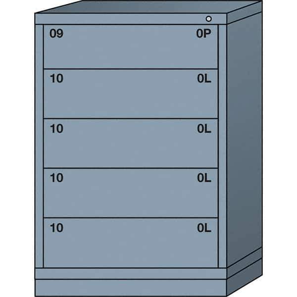 Lyon - 5 Drawer, Standard Counter - Single Drawer Access Cabinet - Steel, 30" Wide x 28-1/4" Deep x 44-1/4" High, Dove Gray - Eagle Tool & Supply