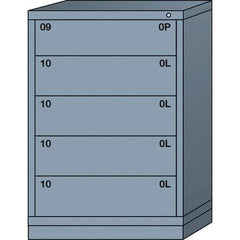 Lyon - 5 Drawer, Standard Counter - Single Drawer Access Cabinet - Steel, 30" Wide x 28-1/4" Deep x 44-1/4" High, Dove Gray - Eagle Tool & Supply