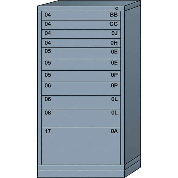 Lyon - 11 Drawer, Standard Eye-Level - Multiple Drawer Access Cabinet - Steel, 30" Wide x 28-1/4" Deep x 59-1/4" High, Dove Gray - Eagle Tool & Supply