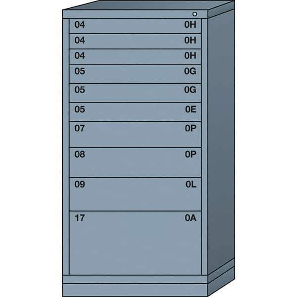 Lyon - 10 Drawer, Standard Eye-Level - Multiple Drawer Access Cabinet - Steel, 30" Wide x 28-1/4" Deep x 59-1/4" High, Dove Gray - Eagle Tool & Supply