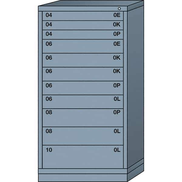 Lyon - 11 Drawer, Standard Eye-Level - Single Drawer Access Cabinet - Steel, 30" Wide x 28-1/4" Deep x 59-1/4" High, Dove Gray - Eagle Tool & Supply