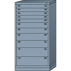 Lyon - 11 Drawer, Standard Eye-Level - Multiple Drawer Access Cabinet - Steel, 30" Wide x 28-1/4" Deep x 59-1/4" High, Dove Gray - Eagle Tool & Supply