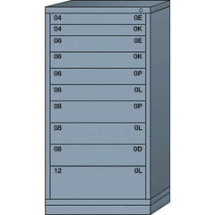 Lyon - 10 Drawer, Standard Eye-Level - Single Drawer Access Cabinet - Steel, 30" Wide x 28-1/4" Deep x 59-1/4" High, Dove Gray - Eagle Tool & Supply