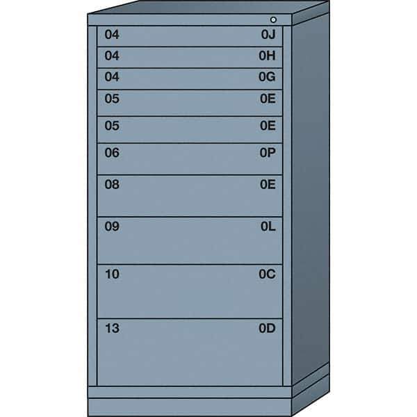 Lyon - 10 Drawer, Standard Eye-Level - Single Drawer Access Cabinet - Steel, 30" Wide x 28-1/4" Deep x 59-1/4" High, Dove Gray - Eagle Tool & Supply