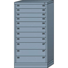 Lyon - 11 Drawer, Standard Eye-Level - Single Drawer Access Cabinet - Steel, 30" Wide x 28-1/4" Deep x 59-1/4" High, Dove Gray - Eagle Tool & Supply