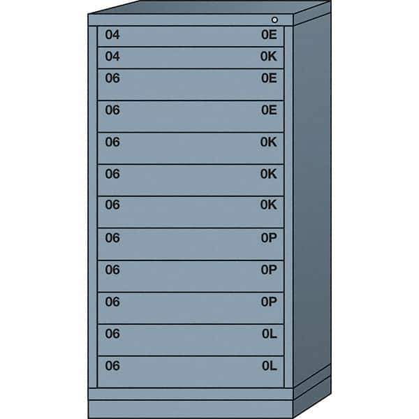 Lyon - 12 Drawer, Standard Eye-Level - Multiple Drawer Access Cabinet - Steel, 30" Wide x 28-1/4" Deep x 59-1/4" High, Dove Gray - Eagle Tool & Supply