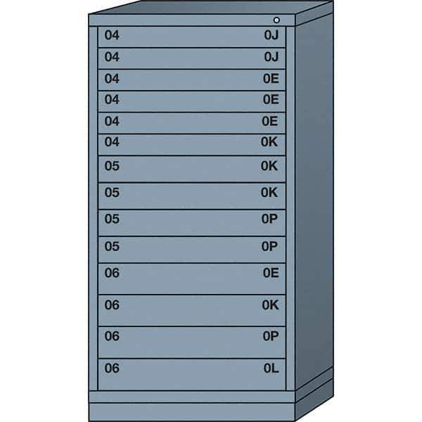Lyon - 14 Drawer, Standard Eye-Level - Multiple Drawer Access Cabinet - Steel, 30" Wide x 28-1/4" Deep x 59-1/4" High, Dove Gray - Eagle Tool & Supply