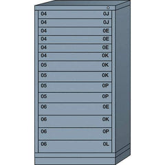 Lyon - 14 Drawer, Standard Eye-Level - Multiple Drawer Access Cabinet - Steel, 30" Wide x 28-1/4" Deep x 59-1/4" High, Dove Gray - Eagle Tool & Supply