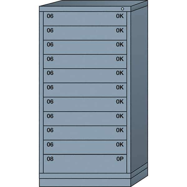 Lyon - 11 Drawer, Standard Eye-Level - Single Drawer Access Cabinet - Steel, 30" Wide x 28-1/4" Deep x 59-1/4" High, Dove Gray - Eagle Tool & Supply