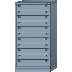 Lyon - 11 Drawer, Standard Eye-Level - Single Drawer Access Cabinet - Steel, 30" Wide x 28-1/4" Deep x 59-1/4" High, Dove Gray - Eagle Tool & Supply