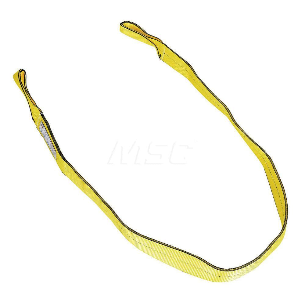 Web Sling: 3″ Wide, 10' Long, 8,800 lb Vertical, 7,040 lb Choker, 17,600 lb Basket, Polyester Flat Eye, Yellow