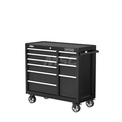 Steel Tool Roller Cabinet: 41″ OAW, 37.5″ OAH, 18″ OAD, 10 Drawers Black, Steel Top, Keyed