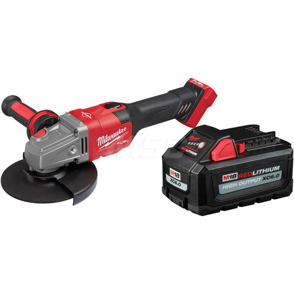 Cordless Angle Grinder: 4-1/2 to 6″ Wheel Dia, 9,000 RPM, 18V 5/8-11 Spindle, Slide Switch, 2 Battery Included