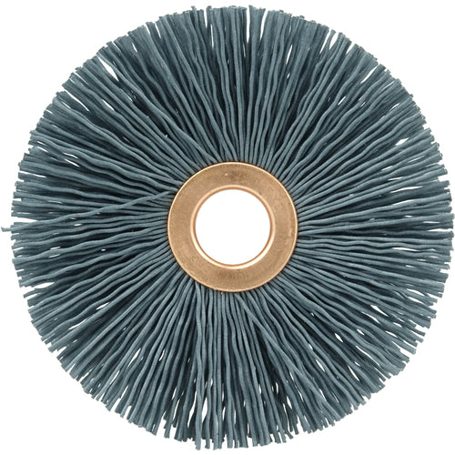 3″ Small Diameter Nylox Wheel Brush, .022/120SC Crimped Fill, 1/2″ Arbor Hole - Eagle Tool & Supply