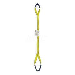 Eye & Eye Sling: 1″ Wide, 2' Long, 1,600 lb Vertical, 1,250 lb Choker, 3,200 lb Basket, Polyester Flat Eye, Yellow