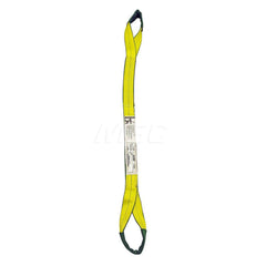 Eye & Eye Sling: 2″ Wide, 8' Long, 6,400 lb Vertical, 5,120 lb Choker, 12,800 lb Basket, Polyester Flat Eye, Yellow