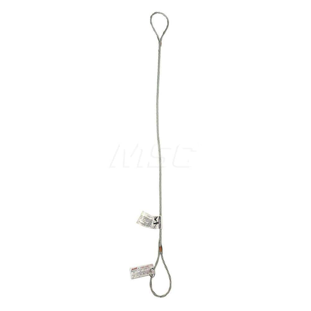 Eye & Eye Sling: 6' Long, 2.4 Ton Vertical Standard Eye, Silver