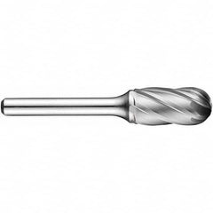 Precision Twist Drill - 1/2" Cut Diam, 1/4" Shank Diam, Carbide Aluma Cut Cylinder Ball End Burr - Eagle Tool & Supply