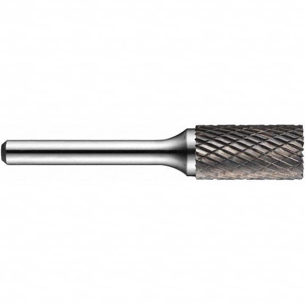 Precision Twist Drill - 1/2" Cut Diam, 1/4" Shank Diam, Carbide Double Cut Cylinder Burr with End Cut - Eagle Tool & Supply