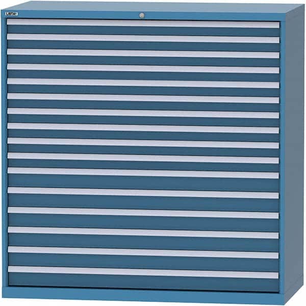LISTA - 16 Drawer, 84 Compartment Bright Blue Steel Modular Storage Cabinet - Eagle Tool & Supply