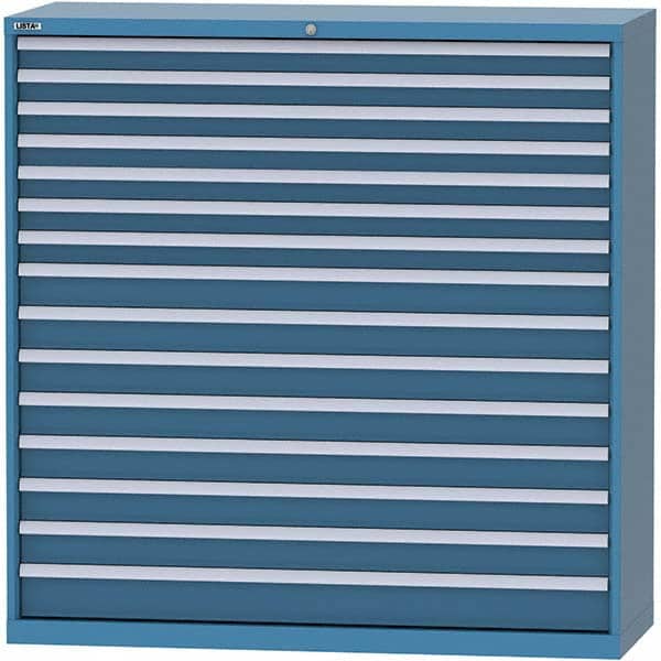 LISTA - 15 Drawer, 84 Compartment Bright Blue Steel Modular Storage Cabinet - Eagle Tool & Supply