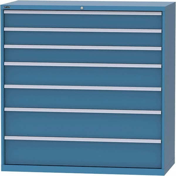 LISTA - 7 Drawer, 84 Compartment Bright Blue Steel Modular Storage Cabinet - Eagle Tool & Supply