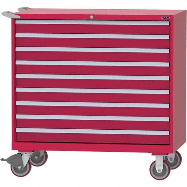 LISTA - 9 Drawer, 99 Compartment Red Steel Modular Storage Cabinet - Eagle Tool & Supply