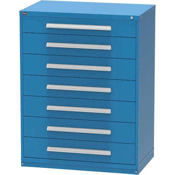 Vidmar - 7 Drawer, 45 Compartment Bright Blue Steel Modular Storage Cabinet - Eagle Tool & Supply