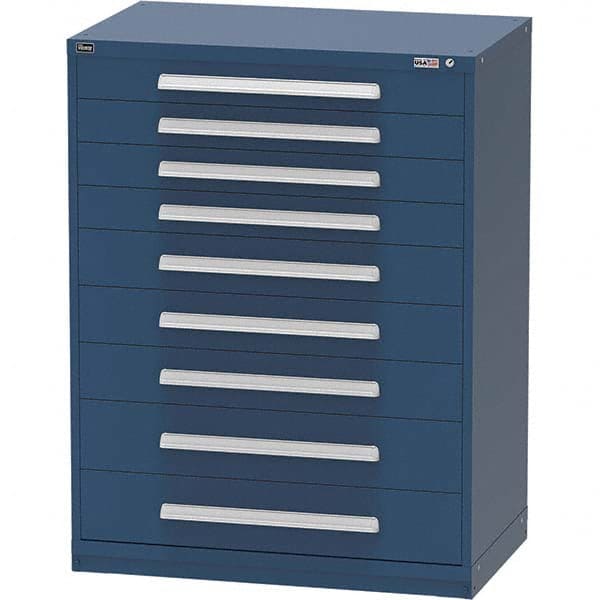 Vidmar - 9 Drawer Bright Blue Steel Modular Storage Cabinet - Eagle Tool & Supply