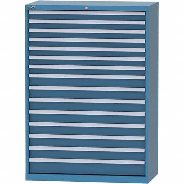 LISTA - 15 Drawer, 84 Compartment Bright Blue Steel Modular Storage Cabinet - Eagle Tool & Supply