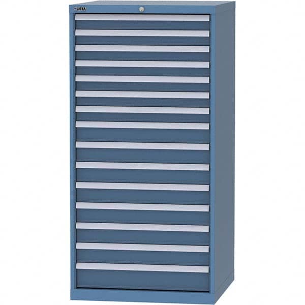 LISTA - 15 Drawer, 124 Compartment Bright Blue Steel Modular Storage Cabinet - Eagle Tool & Supply