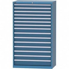 LISTA - 15 Drawer, 84 Compartment Bright Blue Steel Modular Storage Cabinet - Eagle Tool & Supply