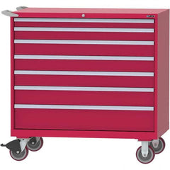 LISTA - 7 Drawer, 99 Compartment Red Steel Modular Storage Cabinet - Eagle Tool & Supply