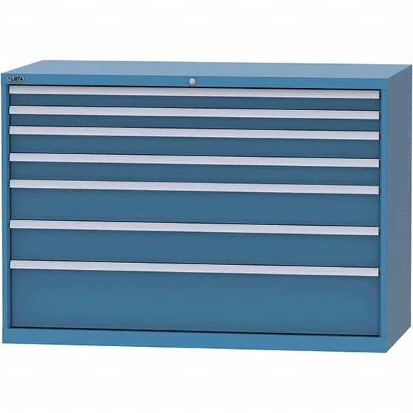 LISTA - 7 Drawer, 84 Compartment Bright Blue Steel Modular Storage Cabinet - Eagle Tool & Supply