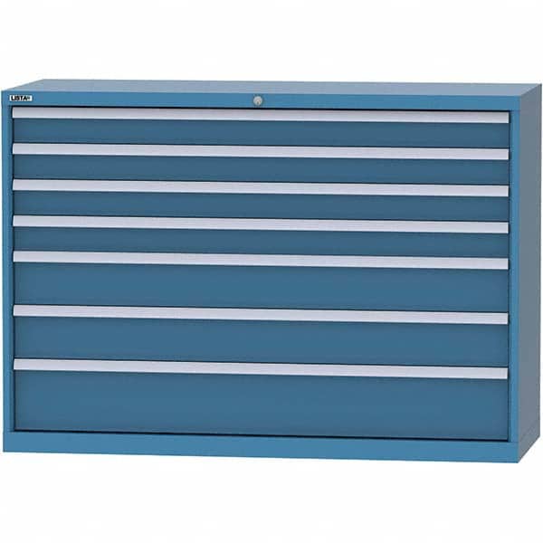 LISTA - 7 Drawer, 84 Compartment Bright Blue Steel Modular Storage Cabinet - Eagle Tool & Supply