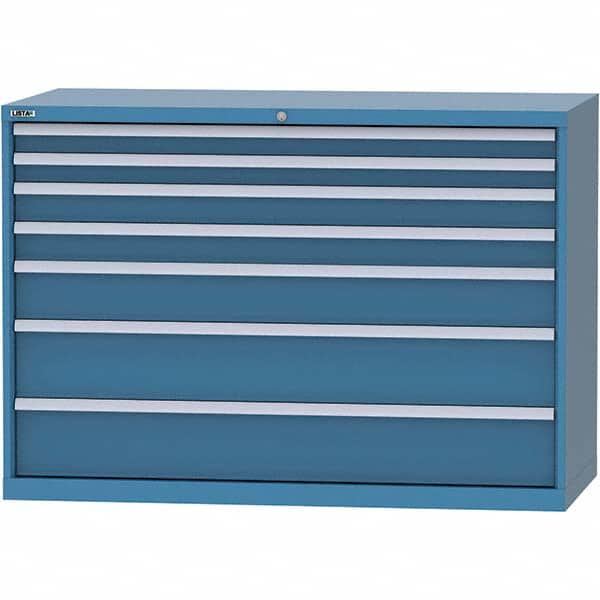LISTA - 7 Drawer, 84 Compartment Bright Blue Steel Modular Storage Cabinet - Eagle Tool & Supply