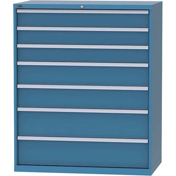 LISTA - 7 Drawer, 159 Compartment Bright Blue Steel Modular Storage Cabinet - Eagle Tool & Supply