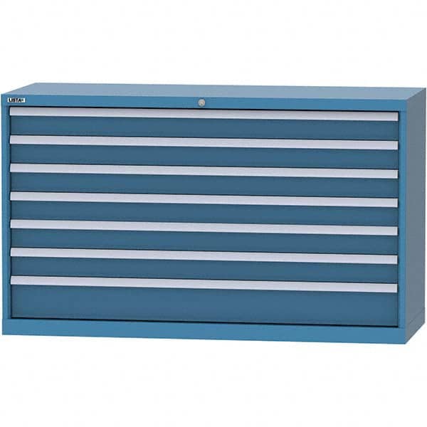 LISTA - 7 Drawer, 84 Compartment Bright Blue Steel Modular Storage Cabinet - Eagle Tool & Supply