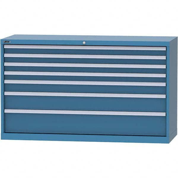 LISTA - 7 Drawer, 84 Compartment Bright Blue Steel Modular Storage Cabinet - Eagle Tool & Supply