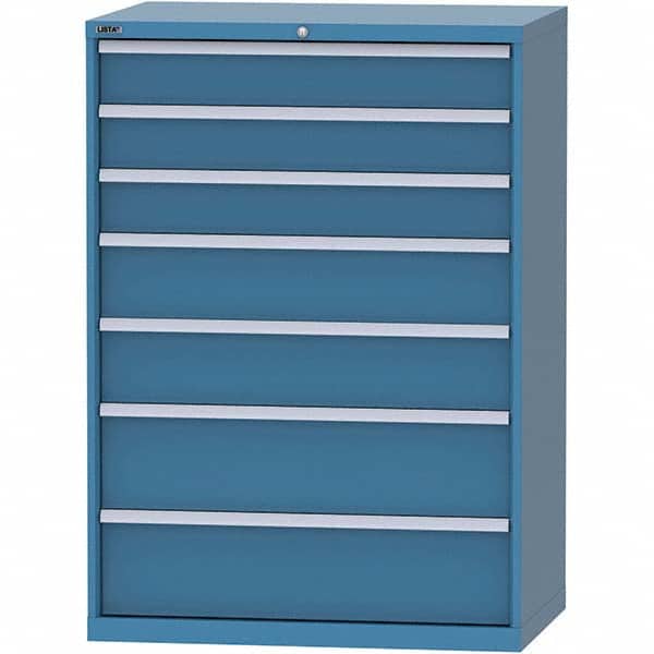 LISTA - 7 Drawer, 99 Compartment Bright Blue Steel Modular Storage Cabinet - Eagle Tool & Supply